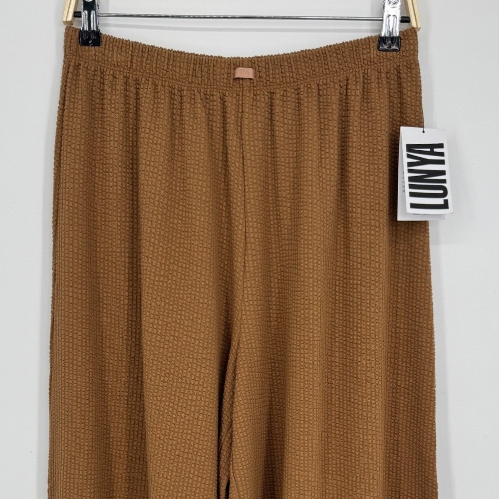 Lunya Organic Cotton Seersucker Drapey Wide Leg Pant Medium Brown Loungewear - Picture 3 of 11